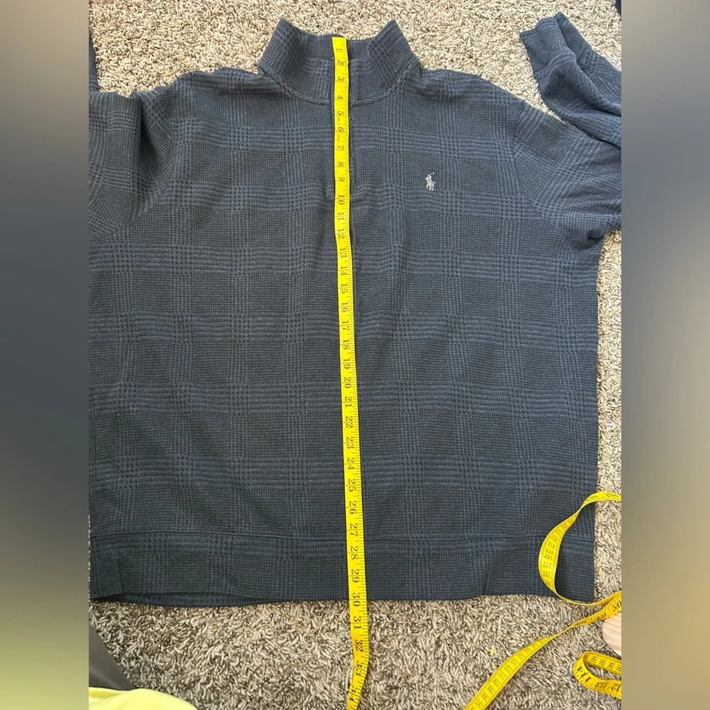 Polo Ralph Lauren Luxury Jersey Quarter-zip Pullover XXL Navy Herringbone GUC